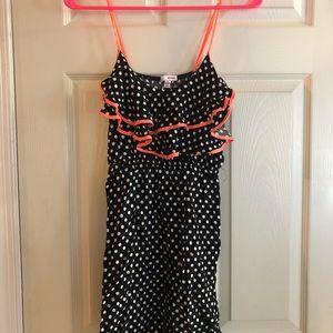 Black and White polka dot dress with Orange trim